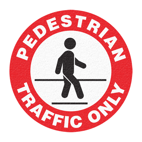 Panneau de signalisation au sol  Pedestrian Traffic Only , Adh&eacute;sif, Anglais avec pictogramme OSI Industrial Sales