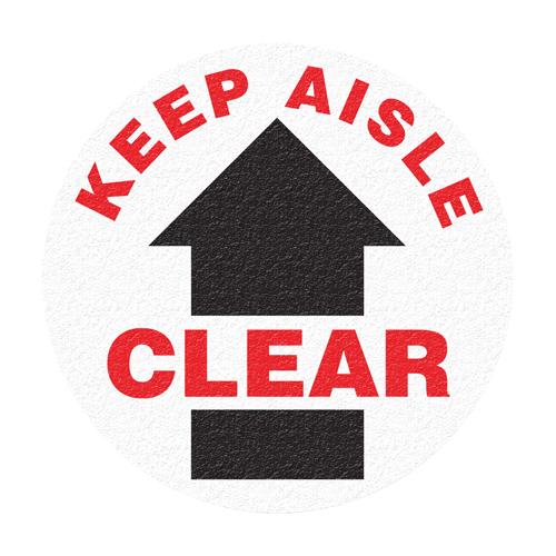 "Keep Aisle Clear" Floor Sign, Adhesive, English with Pictogram OSI Industrial Sales