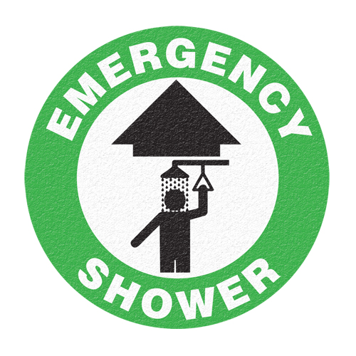 "Emergency Shower" Floor Sign, Adhesive, English with Pictogram OSI Industrial Sales