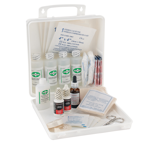 Trousse de premiers soins des brûlures pour soudeurs Dynamic, Dispositif m&eacute;dical Classe 1, Boîte en plastique OSI Industrial Sales