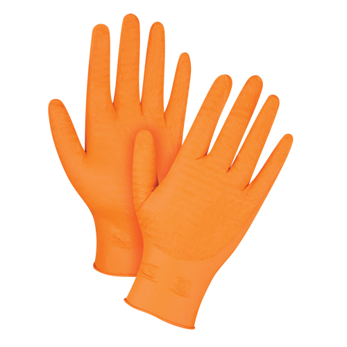 Gants de poids lourd Gripper, Moyen, Nitrile, 7 mils, Sans poudre, Orange OSI Industrial Sales