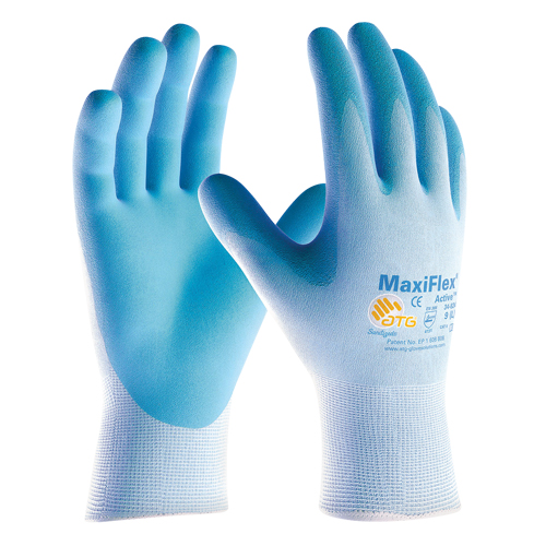 Gants enduits ultra l&eacute;gers MaxiFlex ATG, 6/T-petit, R&ecirc;vetement Mousse de nitrile, Calibre 15, Enveloppe en Nylon OSI Industrial Sales