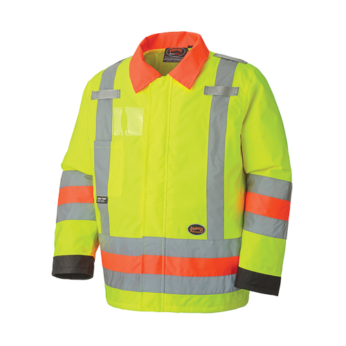 6037 Manteau de s&eacute;curit&eacute; imperm&eacute;able pour le contr&ocirc;le de la circulation, Polyester, Jaune lime haute visibilit&eacute;, T-petit OSI Industrial Sales