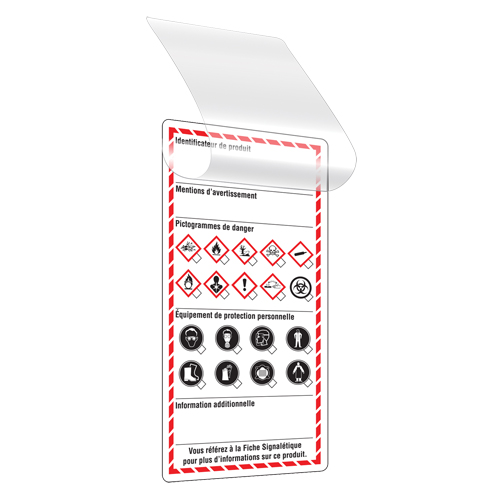 &eacute;tiquettes auto-plastifiantes pour le milieu de travail, Papier cartonn&eacute;, 3" la x 6" h, Français OSI Industrial Sales