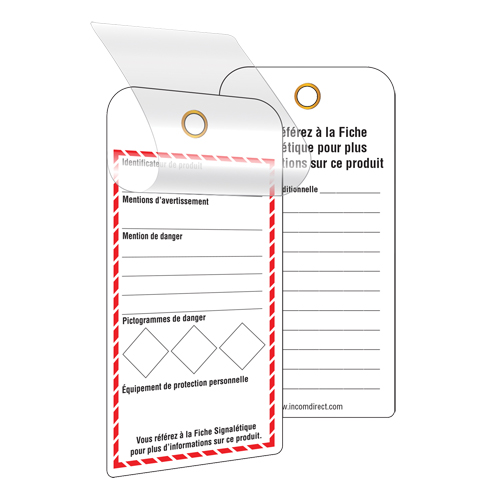 GHS Self-Laminating Workplace Tags, Cardstock, 3" W x 6" H, French OSI Industrial Sales