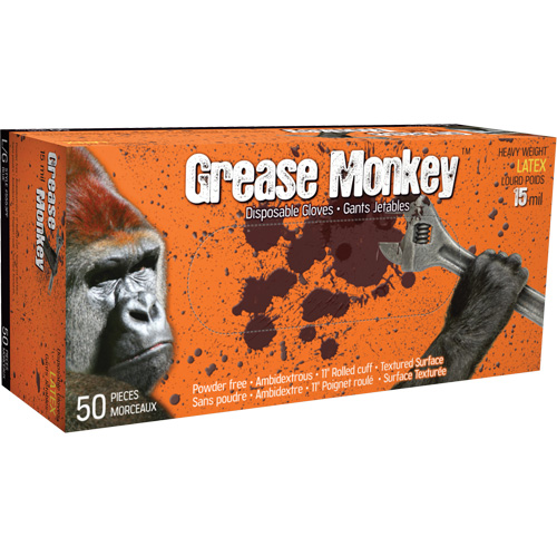 Grease Monkey&reg; Gloves, Medium, Latex, 15-mil, Powder-Free, Blue OSI Industrial Sales