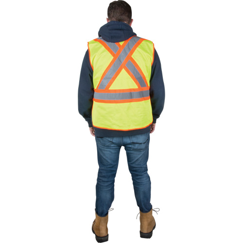 Veste d'arpenteur r&eacute;sistante aux flammes, Jaune lime haute visibilit&eacute;, Moyen, Polyester OSI Industrial Sales