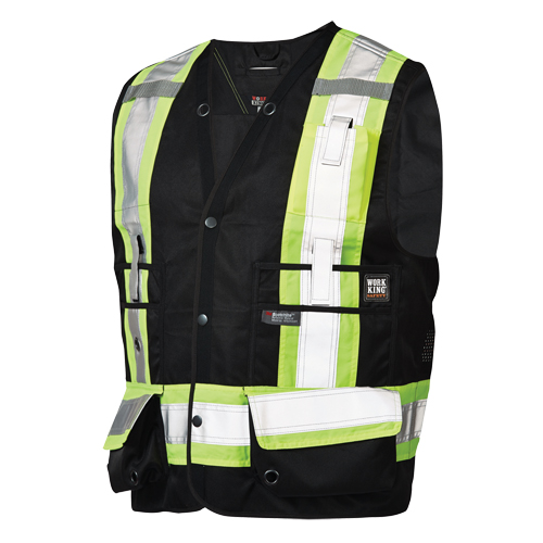 Veste de s&eacute;curit&eacute; pour arpenteur, Noir, Grand, Polyester OSI Industrial Sales