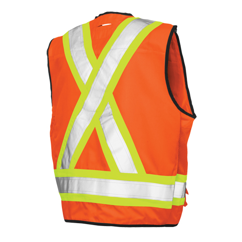 Surveyor Safety Vest, High Visibility Orange, Large, Polyester OSI Industrial Sales