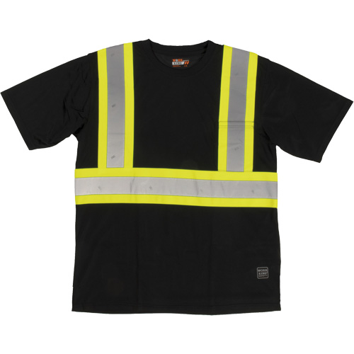 Short-Sleeved Safety T-Shirt with Pocket, Polyester, Large, Black OSI Industrial Sales