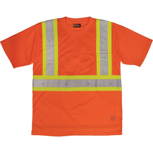 T-shirt de s&eacute;curit&eacute; avec poche &agrave; manches courtes, Polyester, Grand, Orange haute visibilit&eacute; OSI Industrial Sales