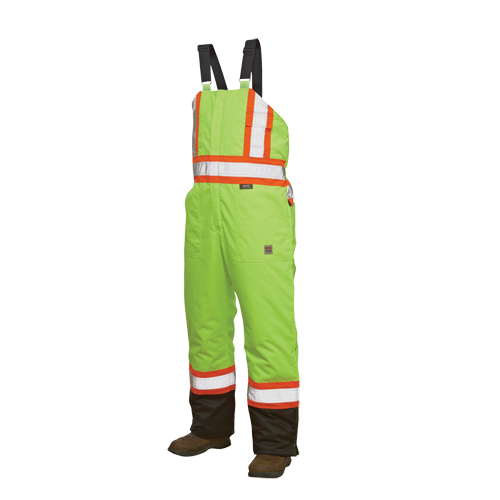 Salopettes de s&eacute;curit&eacute; doubl&eacute;e, Polyester/Polyur&eacute;thane, Grand, Jaune lime haute visibilit&eacute; OSI Industrial Sales