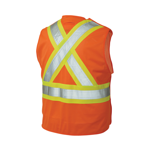 Veste de s&eacute;curit&eacute; d&eacute;tachable en cinq points, Orange haute visibilit&eacute;, Grand/T-Grand, Polyester OSI Industrial Sales