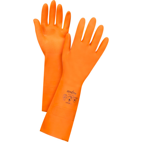 Gants orange de premi&egrave;re qualit&eacute; r&eacute;sistants aux produits chimiques, Taille T-Grand/10, 13" lo, Latex de caoutchouc, Doublure en Ouat&eacute;e, 28 mils OSI Industrial Sales