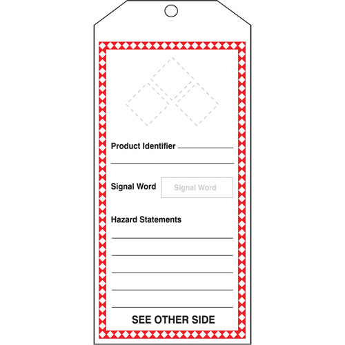 Tr&egrave;s grande &eacute;tiquette SGH, Papier cartonn&eacute;, 3-7/8" la x 8-1/2" h, Anglais OSI Industrial Sales