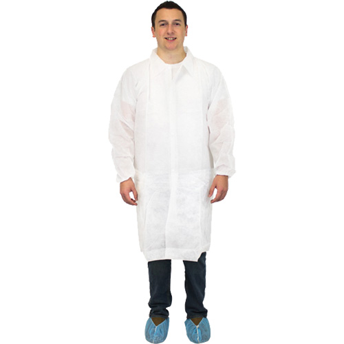 Sarreau de laboratoire, Polypropyl&egrave;ne, Blanc, Moyen OSI Industrial Sales