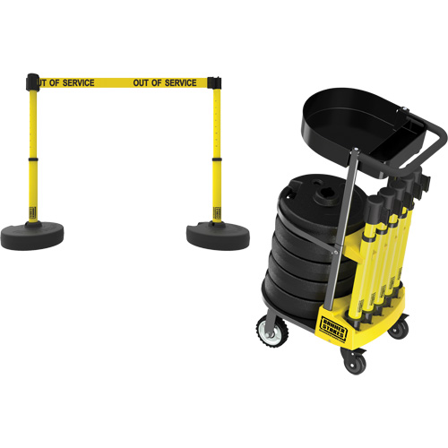 Chariot de transport avec plateau pour barri&egrave;re PLUS, 75' lo, M&eacute;tal, Jaune OSI Industrial Sales