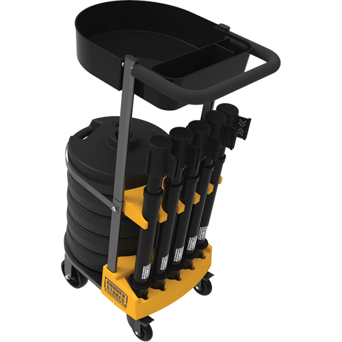 PLUS Barrier Post Cart Kit with Tray, 75' L, Metal, Black OSI Industrial Sales