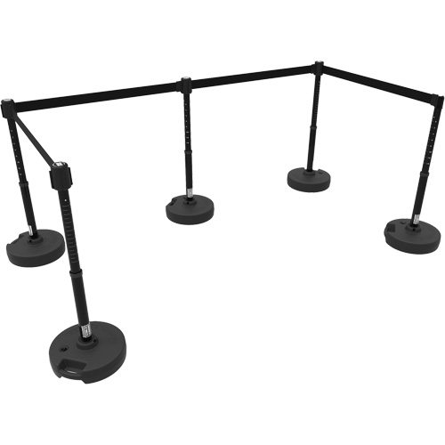 PLUS Barrier Post Set X5, Plastic, 42" H, Black Tape, 15' Tape Length OSI Industrial Sales