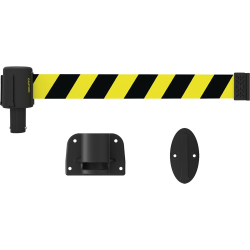 Syst&egrave;me de montage mural pour barri&egrave;re PLUS, Plastique, Fixation par vis, 15', Ruban Noir et jaune OSI Industrial Sales