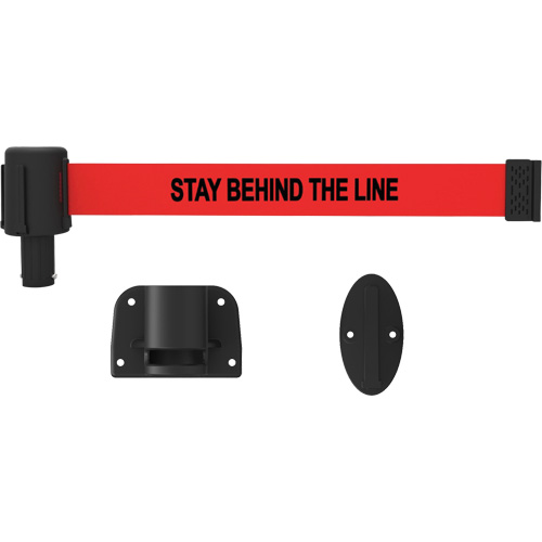 PLUS Wall Mount Barrier System, Plastic, Screw Mount, 15', Red Tape OSI Industrial Sales