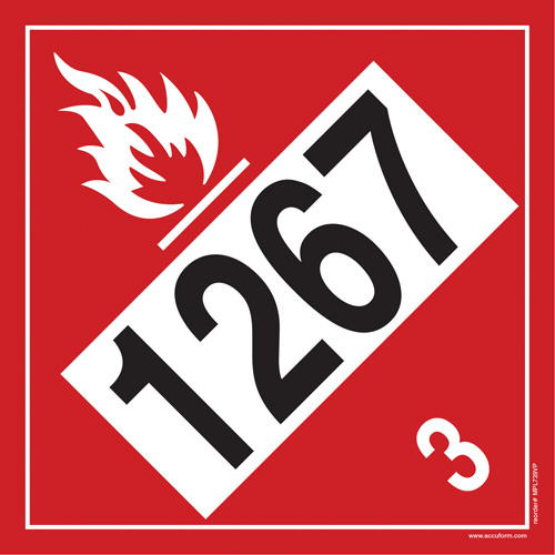 1267 Petroleum Crude Oil Flammable Liquid TDG Placard, Adhesive Vinyl OSI Industrial Sales