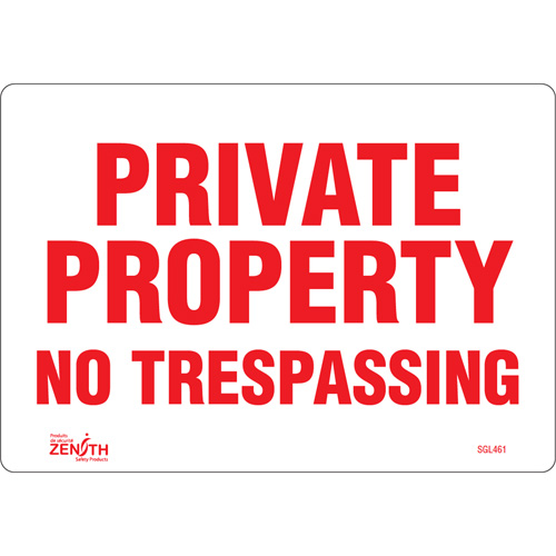 "Private Property" Sign, 7" x 10", Vinyl, English OSI Industrial Sales