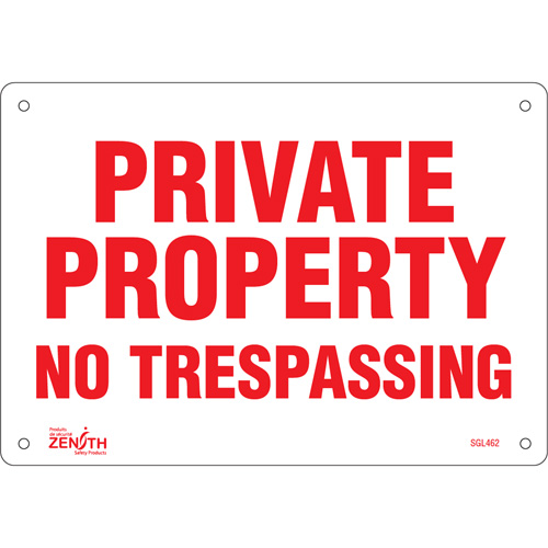"Private Property" Sign, 7" x 10", Plastic, English OSI Industrial Sales