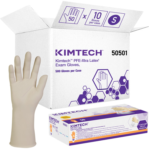 Gants m&eacute;dicaux Kimtech XTRA-PFE, Petit, Latex, 6 mils, Sans poudre, Blanc, Classe 2 OSI Industrial Sales