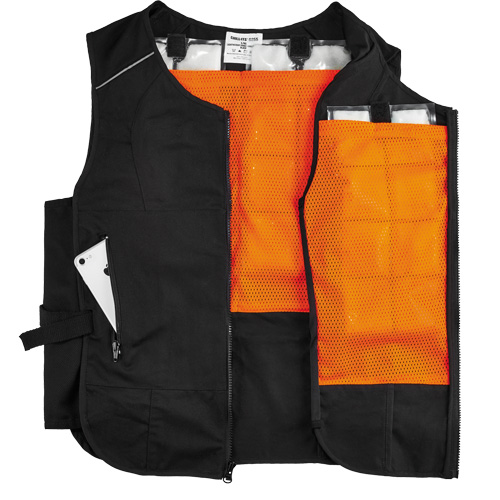 Veste de refroidissement &agrave; changement de phase l&eacute;g&egrave;re avec sachets 6260 Chill-Its, Petit/Moyen, Noir OSI Industrial Sales