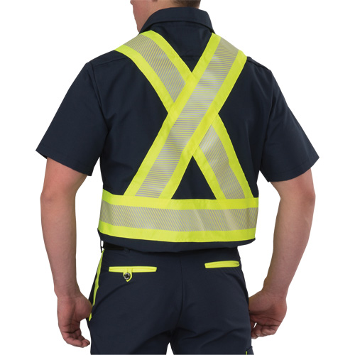 Ripstop High Visibility Short Sleeved Shirt, Polyester, Medium (Tall), Navy Blue OSI Industrial Sales