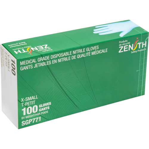 Gants jetables de calibre m&eacute;dical r&eacute;sistants &agrave; la perforation, T-petit, Nitrile, 4,5 mils, Sans poudre, Bleu, Classe 2 OSI Industrial Sales