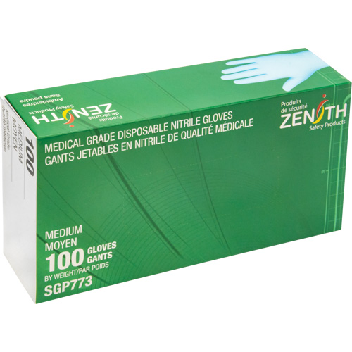 Gants jetables de calibre m&eacute;dical r&eacute;sistants &agrave; la perforation, Moyen, Nitrile, 4,5 mils, Sans poudre, Bleu, Classe 2 OSI Industrial Sales