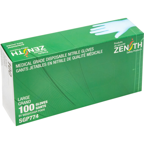 Gants jetables de calibre m&eacute;dical r&eacute;sistants &agrave; la perforation, Grand, Nitrile, 4,5 mils, Sans poudre, Bleu, Classe 2 OSI Industrial Sales