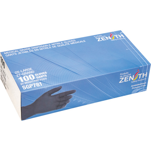 Puncture-Resistant Medical-Grade Disposable Gloves, 2X-Large, Nitrile, 5-mil, Powder-Free, Black, Class 2 OSI Industrial Sales