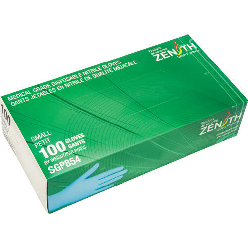 Gants jetables de calibre m&eacute;dical r&eacute;sistants &agrave; la perforation, Petit, Nitrile, 3,5 mils, Sans poudre, Bleu, Classe 2 OSI Industrial Sales