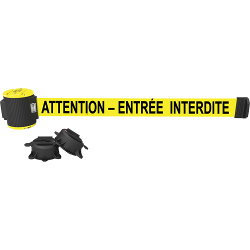 Barri&egrave;re &agrave; fixation murale, Plastique, Fixation magn&eacute;tique, 30', Ruban Jaune OSI Industrial Sales