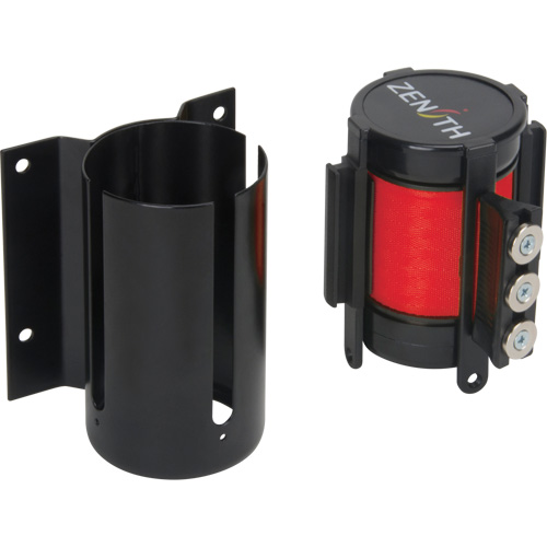 Barri&egrave;re &agrave; fixation murale avec ruban magn&eacute;tique, Acier, Fixation par vis, 12', Ruban Rouge OSI Industrial Sales