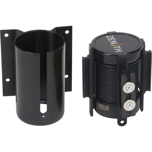 Barri&egrave;re &agrave; fixation murale avec ruban magn&eacute;tique, Acier, Fixation par vis, 7', Ruban Noir OSI Industrial Sales