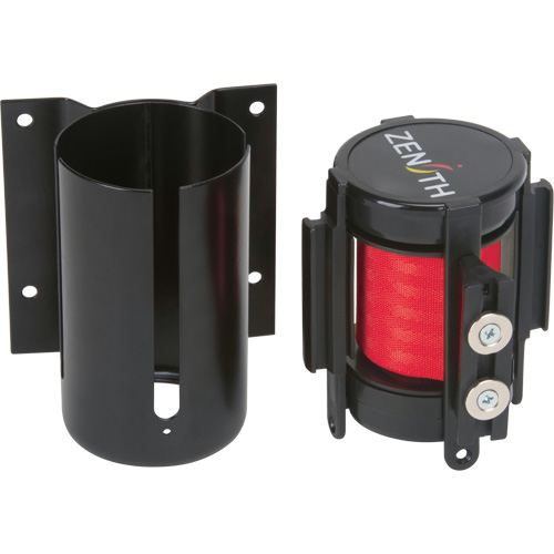 Barri&egrave;re &agrave; fixation murale avec ruban magn&eacute;tique, Acier, Fixation par vis, 7', Ruban Rouge OSI Industrial Sales