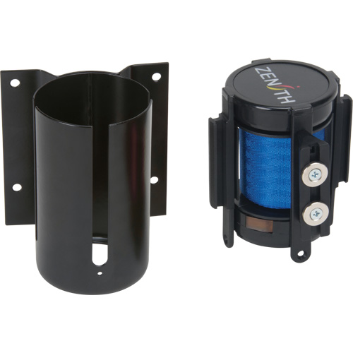 Barri&egrave;re &agrave; fixation murale avec ruban magn&eacute;tique, Acier, Fixation par vis, 7', Ruban Bleu OSI Industrial Sales