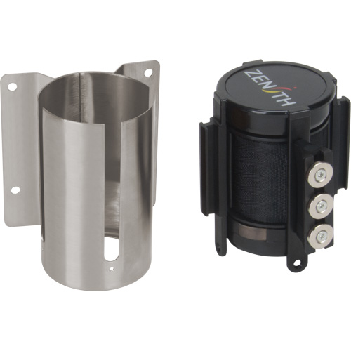 Wall Mount Barrier with Magnetic Tape, Steel, Screw Mount, 12', Black Tape OSI Industrial Sales