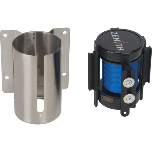Wall Mount Barrier with Magnetic Tape, Steel, Screw Mount, 7', Blue Tape OSI Industrial Sales