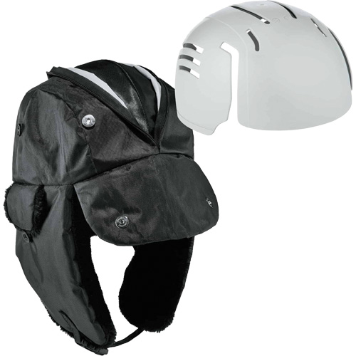 N-Ferno&reg; Zippered Trapper Hat with Bump Cap Insert, Polyurethane/Satin Lining, Medium/Small, Black OSI Industrial Sales