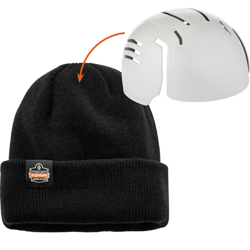 Tuque en tricot c&ocirc;tel&eacute; avec fermeture &agrave; glissi&egrave;re et casque antichoc &agrave; ins&eacute;rer N-Ferno, Taille unique, Noir OSI Industrial Sales