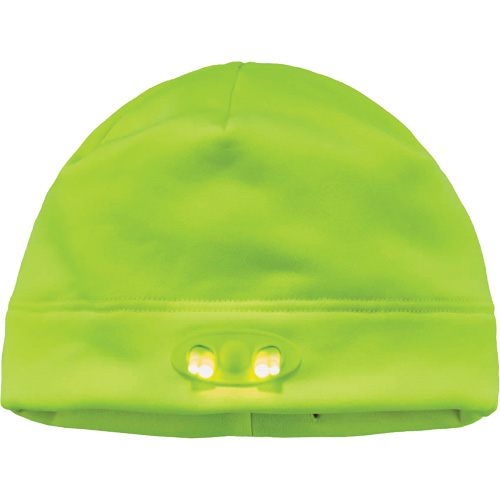 N-Ferno&reg; Skull Cap Beanie Hat with LED Lights, One Size, High-Visibility Lime Green OSI Industrial Sales