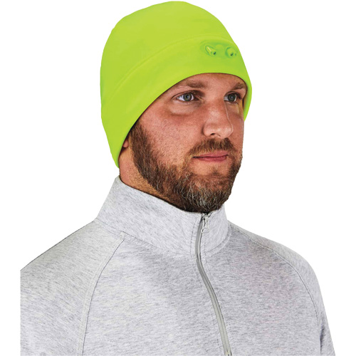N-Ferno&reg; Skull Cap Beanie Hat with LED Lights, One Size, High-Visibility Lime Green OSI Industrial Sales