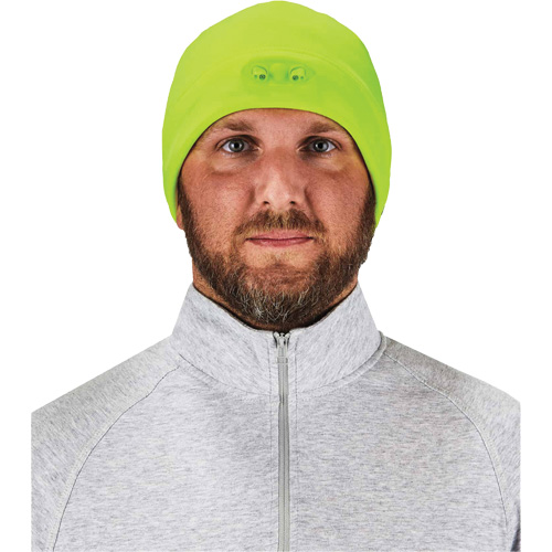 N-Ferno&reg; Skull Cap Beanie Hat with LED Lights, One Size, High-Visibility Lime Green OSI Industrial Sales