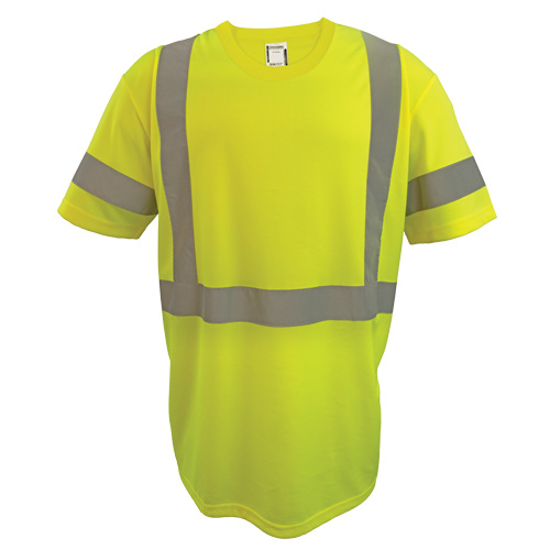 Short Sleeve Safety T-Shirt, Polyester, 2X-Large, High Visibility Lime-Yellow OSI Industrial Sales