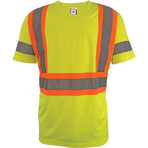 Chemise de s&eacute;curit&eacute; &agrave; manches courtes, Polyester, 2T-Grand, Jaune lime haute visibilit&eacute; OSI Industrial Sales